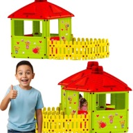 DOMEK DLA DZIECI Z TARASEM OGRODOWY XXL PLAC ZABAW Z KOMINEM 200 CM