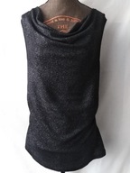 Bluzka czarna,mieniąca z dekoltem woda - M