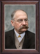 Obraz Walery Jaworski portret w drewnianej ramie ze szkłem