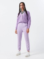 Cropp fioletowe lawendowe cygaretki spodnie materiałowe różowe wysoki stan