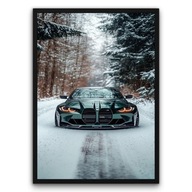 Plakat z ramą 40x50cm BMW M4 Zimowa Zieleń Sport Auto Design Prezent Hit