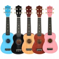 Ukulele sopranowe 21" zestaw dla dzieci pokrowiec kostki struny tuner kolor