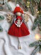 Anioł Świąteczny czerwony Aniołek na święta ozdoba choinkowa wesołych świąt