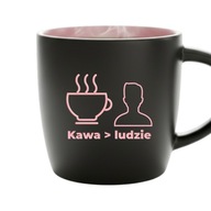 Kubek Kawa > Ludzie – śmieszny prezent, czarny mat różowy środek