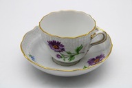 STARY ZESTAW DO MOKKI RĘCZNIE MALOWANY PORCELANA MIŚNIA - SAKSONIA