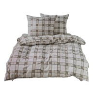 Jesienna pościel LIVARNO home KRATKA kremowa 140x200