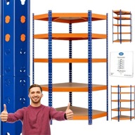 REGAŁ MAGAZYNOWY METALOWY NAROŻNY NITOWY LAKIEROWANY 180x90x45 1325 kg DOOC