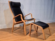 Duński fotel z podnóżkiem, 'F. Ostergaard', Design, Lata 70. XX W (195)