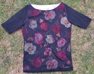 Bluzka Heine czarna dwuwarstwowa róże siateczka r. 38/M , BDB