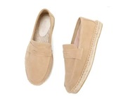 ESPADRYLE MOKASYNY, NATURALNA SKÓRA ZAMSZOWA, BEŻOWE, r.38