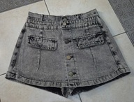 Spódnica spodenki jeansowe szary marmurek guziki s