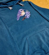 Bluza UNISEX – Haftowany FIOLETOWY PTASZEK Purple Bird – Zielona