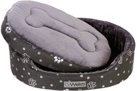 Owalne legowisko kojec dla psa Welsti szary futerko L 68x55 antypoślizgowy