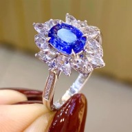 PIERSCIONEK CYRKON niebieski MIEDZI POZŁACANY WALENTYNKI błe,it luksusowy