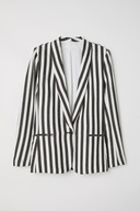 H & M marynarka lniana paski żakiet taliowana prążki prążkowana elegancka