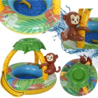 DMUCHANY BASENIK DLA DZIECI Z DASZKIEM MAŁPKA DŻUNGLA 102x102x80 CM