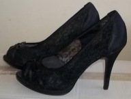 OKAZJA GRACELAND Czółenka SZPILKI CZARNA KORONKA BEZ PALCÓW 38