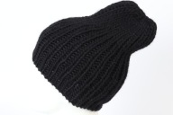 Wełniana czapka Eskimo - rękodzieło, M/L, czarna, czarny, wełna, ciepła