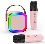 Zestaw Karaoke dla Dzieci Głośnik RGB + 2 Mikrofony Bezprzewodowe LED