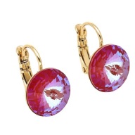 77684 KOLCZYKI 18K POZŁACANE 16/12 MM FUCHSIA CRYSTAL XUPING Swarovski