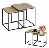 STOLIK KAWOWY KWADRATOWY DO SALONU POKOJU SYPIALNI SONOMA 2 SZTUKI