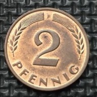 *NIEMCY [0206]*2 fenigi 1962 *F* Niemcy Zachodnie (RFN) Kłosy, Liście dębu
