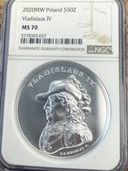 50 zł SSA Władysław IV 2020 NGC MS 70 MAX NOTA IDEAŁ