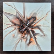 Płomień ziemi, abstrakcja, farby akrylowe, złoto, aukcja charytatywna