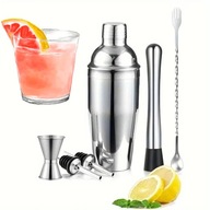 ZESTAW BARMAŃSKI SHAKER DO DRINKÓW 750 ML 6 ELEMENTÓW STAL NIERDZEWNA DRINK