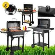 DUŻY GRILL WĘGLOWY OGRODOWY Z POKRYWA TERMOMETR I POPIELNIK, PRZENOŚNY