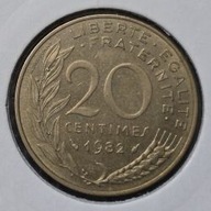 *FRANCJA [0112]*20 centymów CENTIMES 1982 Piąta Republika, Marianna Rośliny