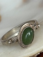 Warmet Agat pierścionek obrączka stary srebrny nefryt kamień