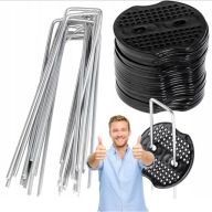 SZPILKI NIERDZEWNE STALOWE DO AGROWŁÓKNINY AGROTKANINY KOTWY 40SZT + RINGI