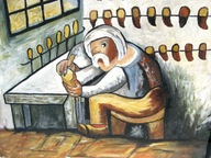 Obraz OLEJNY na PŁÓTNIE : Tadeusz MAKOWSKI - SZEWC - Bardzo Ładna KOPIA