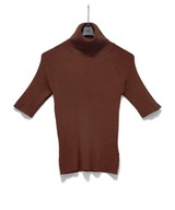 Damski Golf Slim Fit Krótki Rękaw Wiskoza Brązowy Everme |R. S