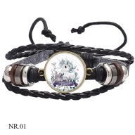 Skórzana bransoletka - Jednorożec - regulowana, ozdobne dodatki - 20mm