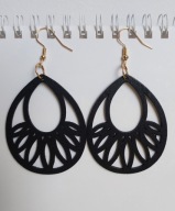 Czarne drewniane lekkie kolczyki ażurowe