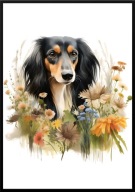 A2 PLAKAT PIES W KWIATACH RASA SALUKI, CHART PERSKI