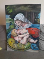 Matka boska karmiąca, obraz, reprodukcja 50 na 70 cm