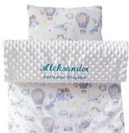 KOCYK DO WÓZKA 50x75cm minky HAFT imię METRYCZKA+poduszka MIŚ chrzest PREZE