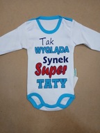 Body dziecięce niemowlęce długi rękaw z nadrukiem rozmiar 68