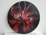 Serce wulkanu, abstrakcja, farby akrylowe, srebro, aukcja charytatywna