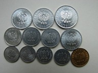 5 gr. 1949r. B, 4x10 gr, 3x20 gr, 3x50 gr. 1 zł. mennicze