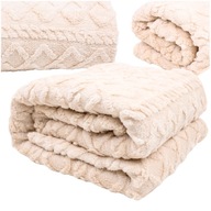 KOC PLED 160X200 CM NARZUTA NA ŁÓŻKO SKANDYNAWSKI GRUBY CIEPŁY BEŻ