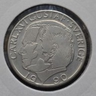*SZWECJA [0080]*1 korona 1990 (SVERIGE) Król Karol XVI Gustaw, Herb, Korona