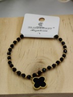 Blueberry Bransoletka damska Stal 316L Koniczynka Czarna klasa i styl