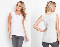 18029 BLUZKA DAMSKA BIAŁA LUŹNY TOP Z KORONKĄ 40/42