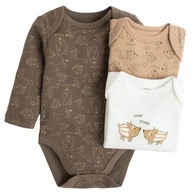 Cool Club, Body z długim rękawem, BRĄZ, JESIEŃ, 3 szt. r. 74