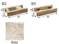 Ogrodzenie łupane, pustak łupany, bloczek Combet B2 39x22x8cm Biało-kremowy