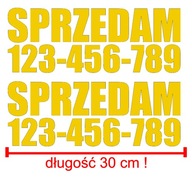 Naklejka SPRZEDAM numer telefonu komplet 2szt 30cm